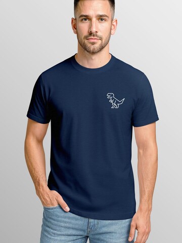 Neverless Shirt 'Polygon T-Rex' in Blue