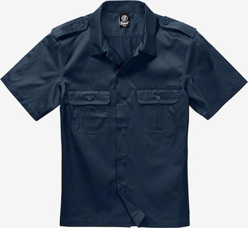 Brandit Comfort fit Button Up Shirt in Blue: front