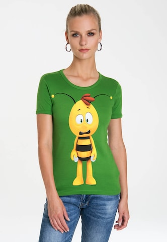 LOGOSHIRT T-Shirt 'Die Biene Maja - Willi 3D' in Grün: predná strana