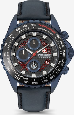 SWISS MILITARY HANOWA Analoog horloge 'IGUANA' in Blauw: voorkant