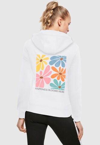 Sweat-shirt 'Happiness Blooms Here' Merchcode en blanc : devant
