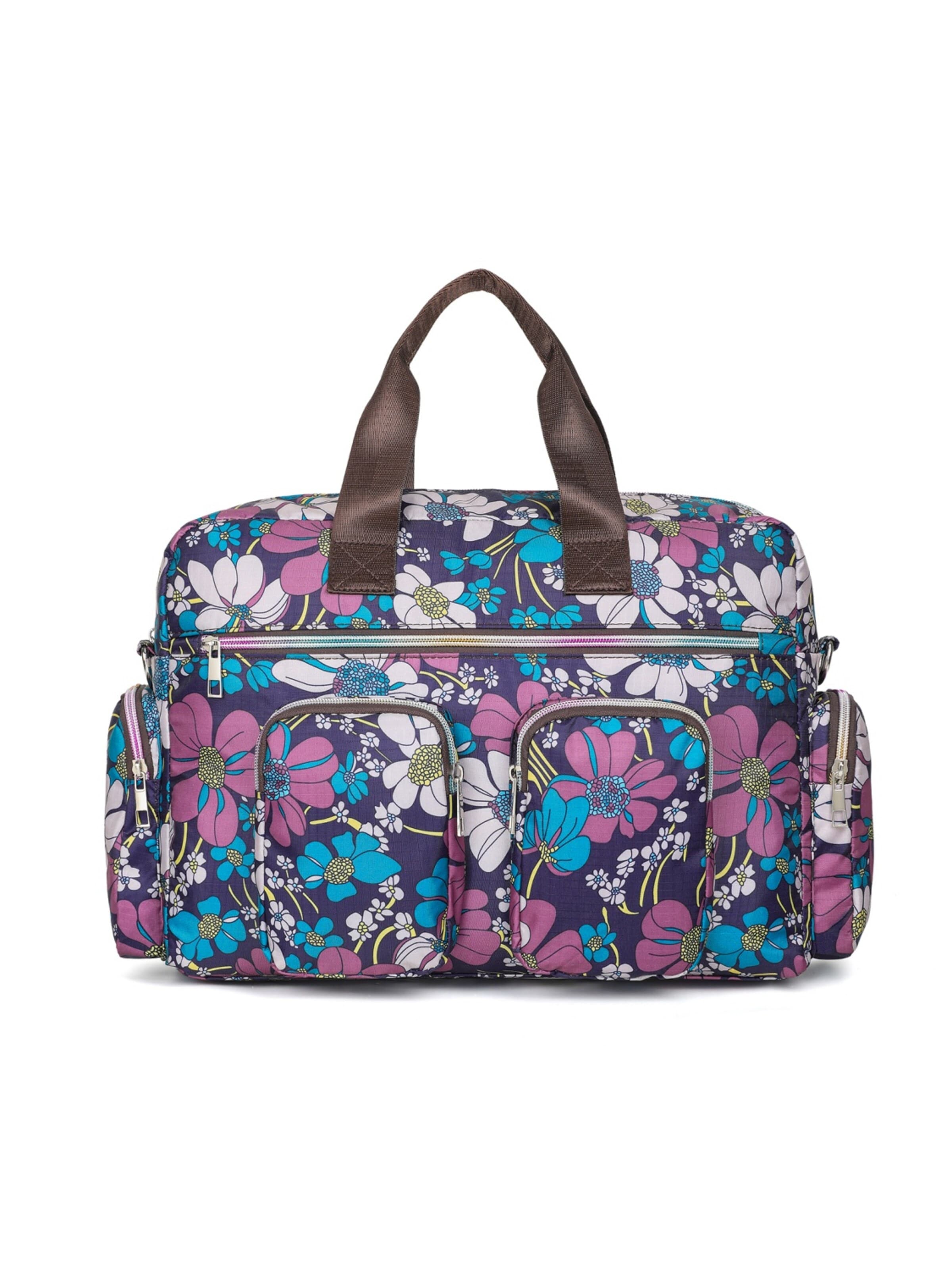 Kono Shoulder Bag 'KONO Blumenmuster Handtasche aus wasserfestem Polyester 40×28×11,5cm mit abnehmbarem Gurt für Sport & Wochenendreisen' in Blue: front