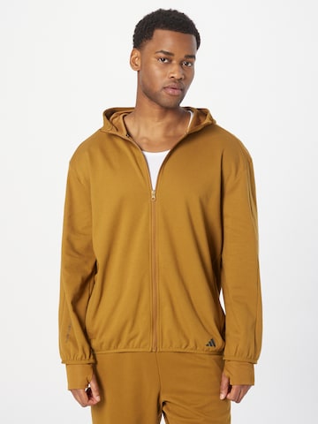 ADIDAS PERFORMANCE Sports sweat jacket 'Base Aeroready ' in Brown: front