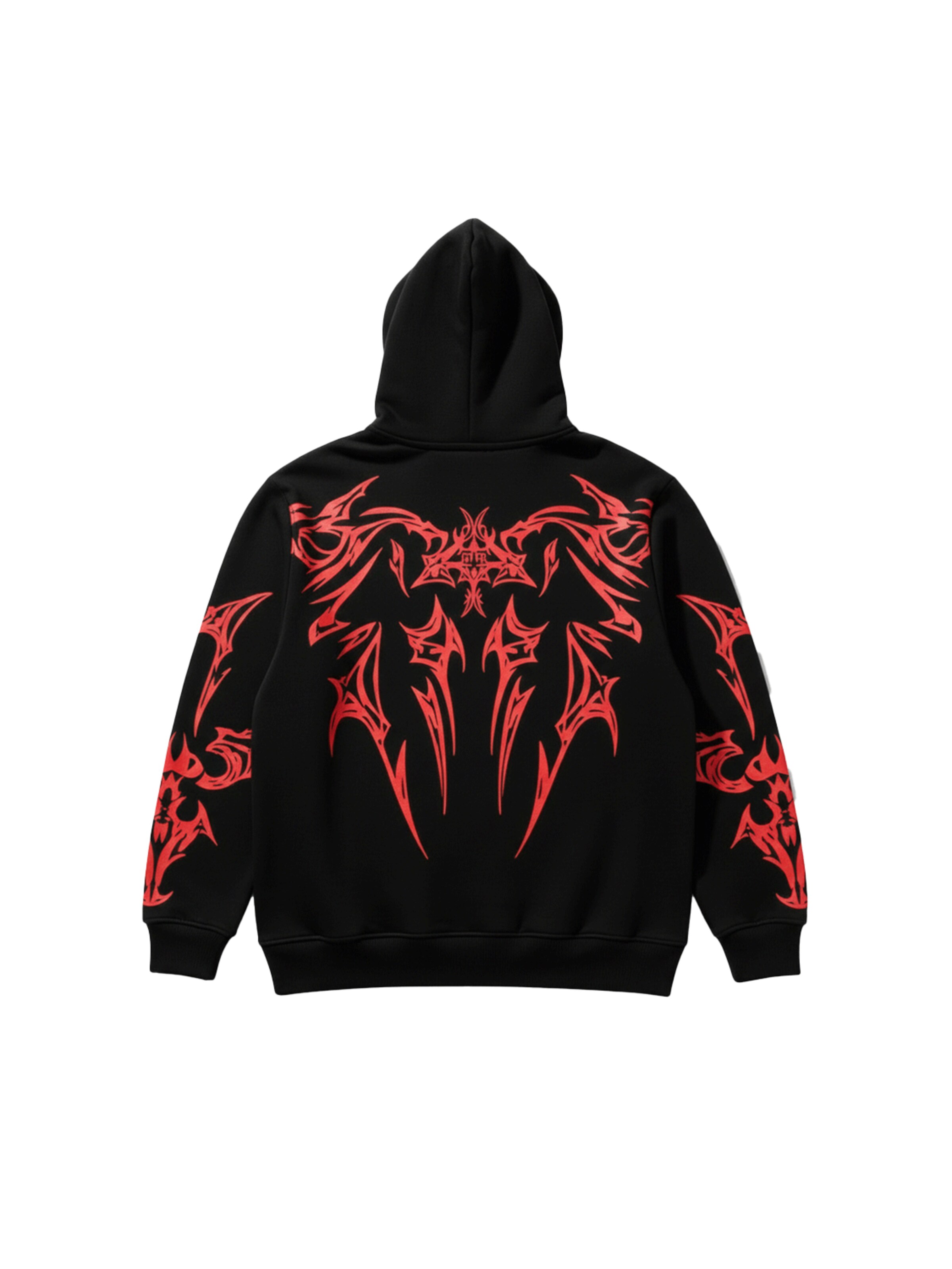 Kleidermafia Sweatshirt 'Oversize Mafia Tribal Hoodie - Black and Red' in Black, Item view