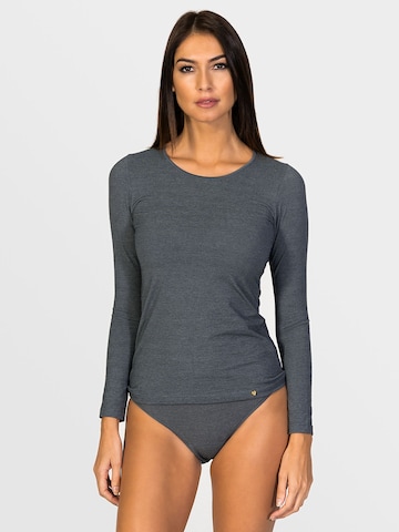zd ZERO DEFECTS Undershirt 'Artemisa Long-sleeve top soy fiber' in Grey: front