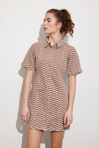 Envii Shirt Dress in Brown: front