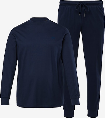 Men Plus Pyjama lang in Blauw: voorkant