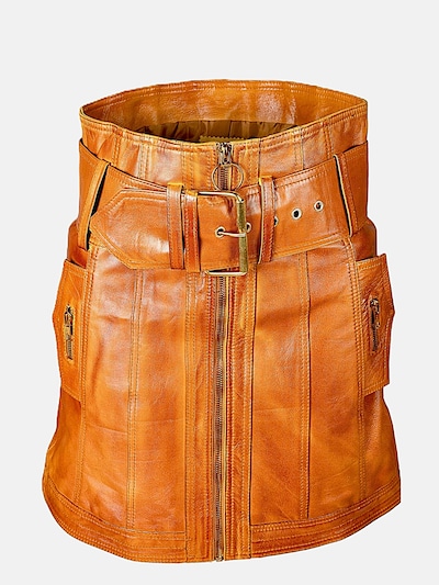 Be  Noble Jupe 'Lederrock im A-Style Used Look' en cognac, Vue avec produit