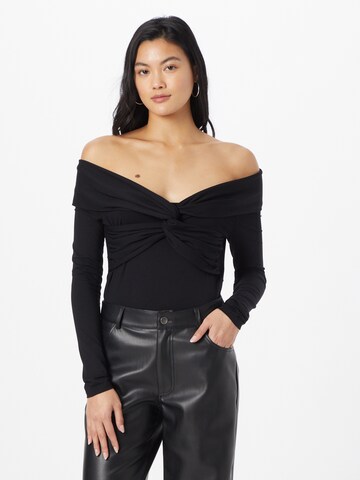 NU-IN Shirt Bodysuit in Black: front