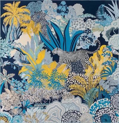 Foulard 'LEOPARD CAMOUFLAGE' Roeckl di colore blu / navy / blu notte / blu scuro / giallo / giallo scuro / mandarino, Visualizzazione prodotti