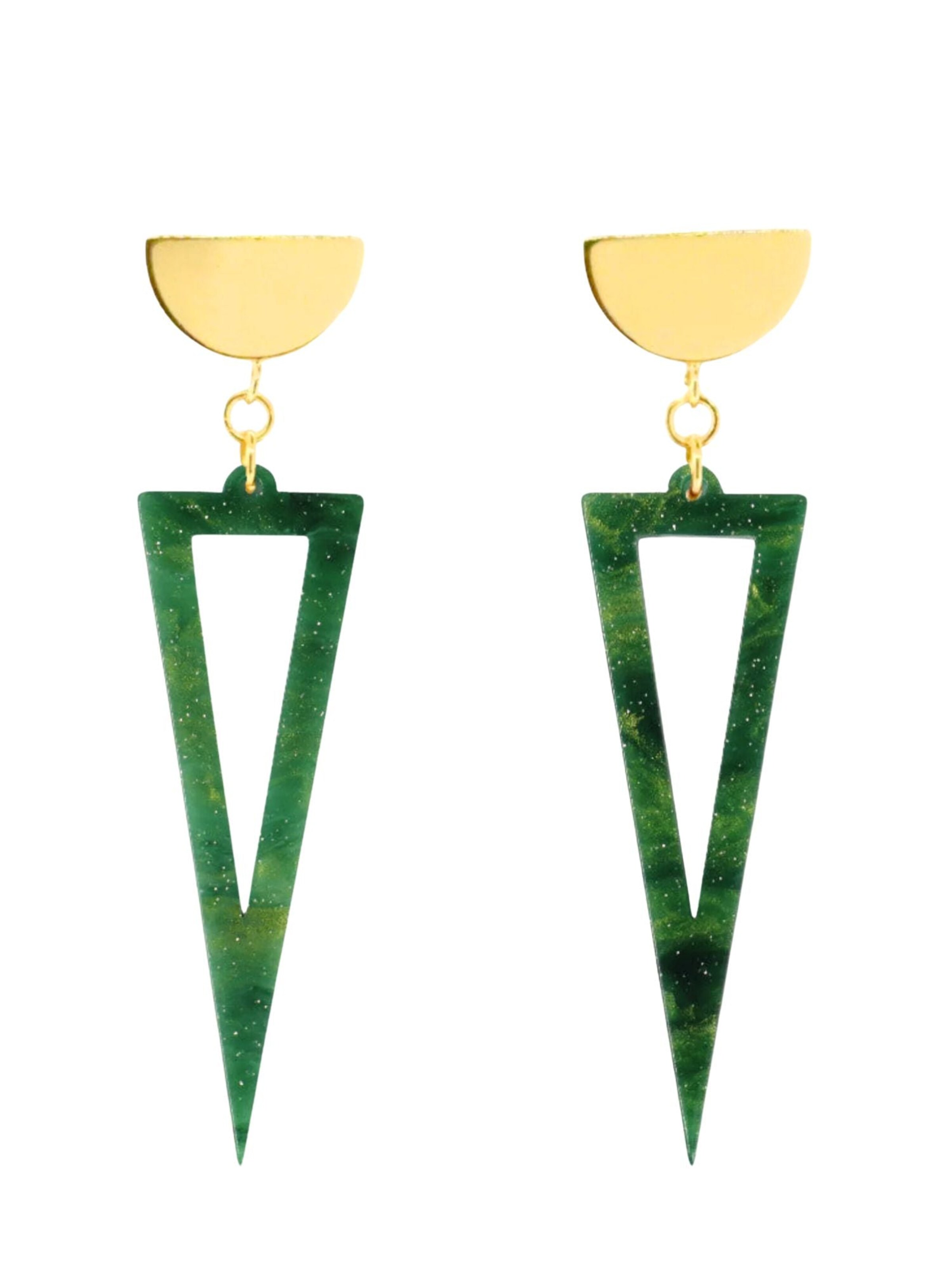 Fräulein Wunder Earrings 'Acetat Agnes' in Green: front