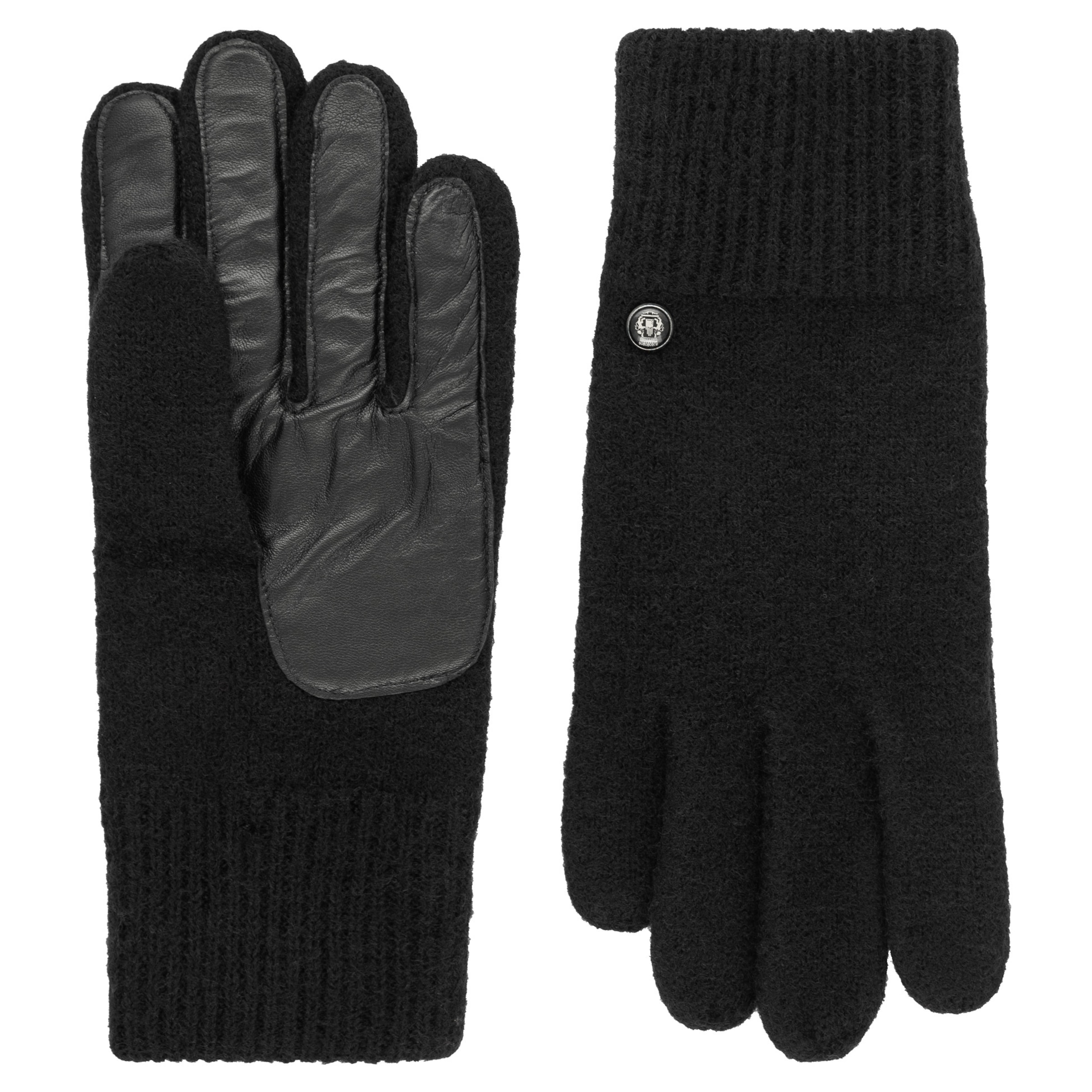 Mezzoguanti 'KLASSISCHER WALKHANDSCHUH MIT LEDERINNENHAND' di Roeckl in nero: frontale