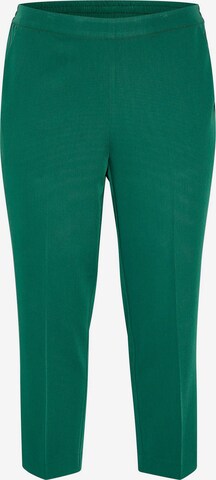 KAFFE CURVE Trousers with creases 'Sakira' in Green: front