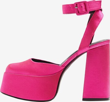 BershkaCipele s potpeticom i otvorenom petom - roza boja