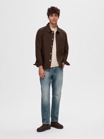 SELECTED HOMME Regular fit Skjorta 'JAKE' i brun