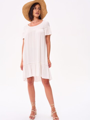 Blue Shadow Dress in Beige: front