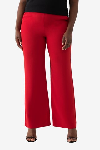 Ulla Popken Wide leg Broek in Rood: voorkant