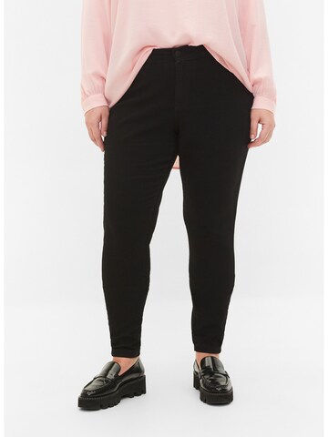 Zizzi Skinny Jeggings in Black: front