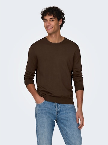Only & Sons Pulover 'ONSWYLER' | rjava barva: sprednja stran
