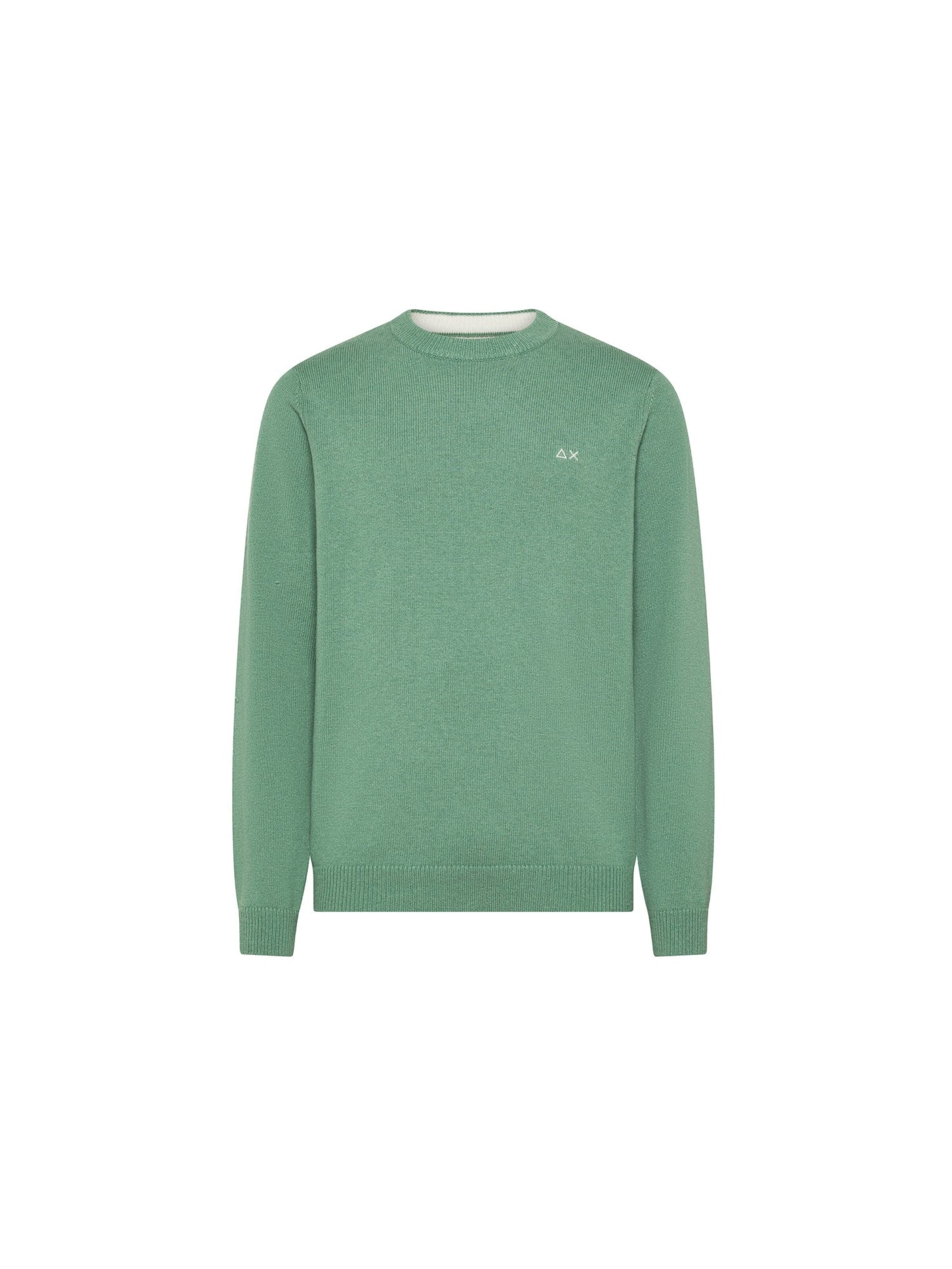 Pull-over 'Men's Crew Neck Sweater in Wool and Cashmere' SUN68 en vert : devant