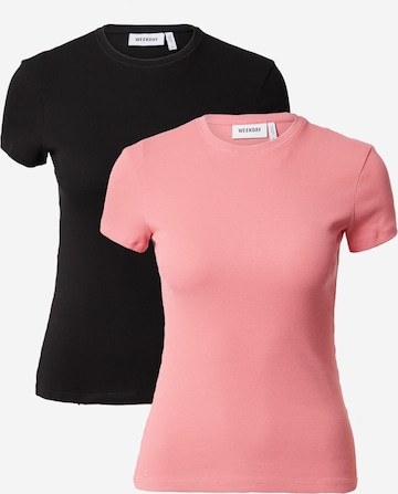 T-shirt WEEKDAY en rose : devant