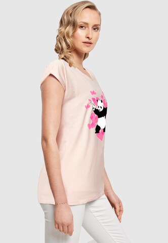 Merchcode Shirt 'Brandalised - Panda Guns With Hearts' in Pink