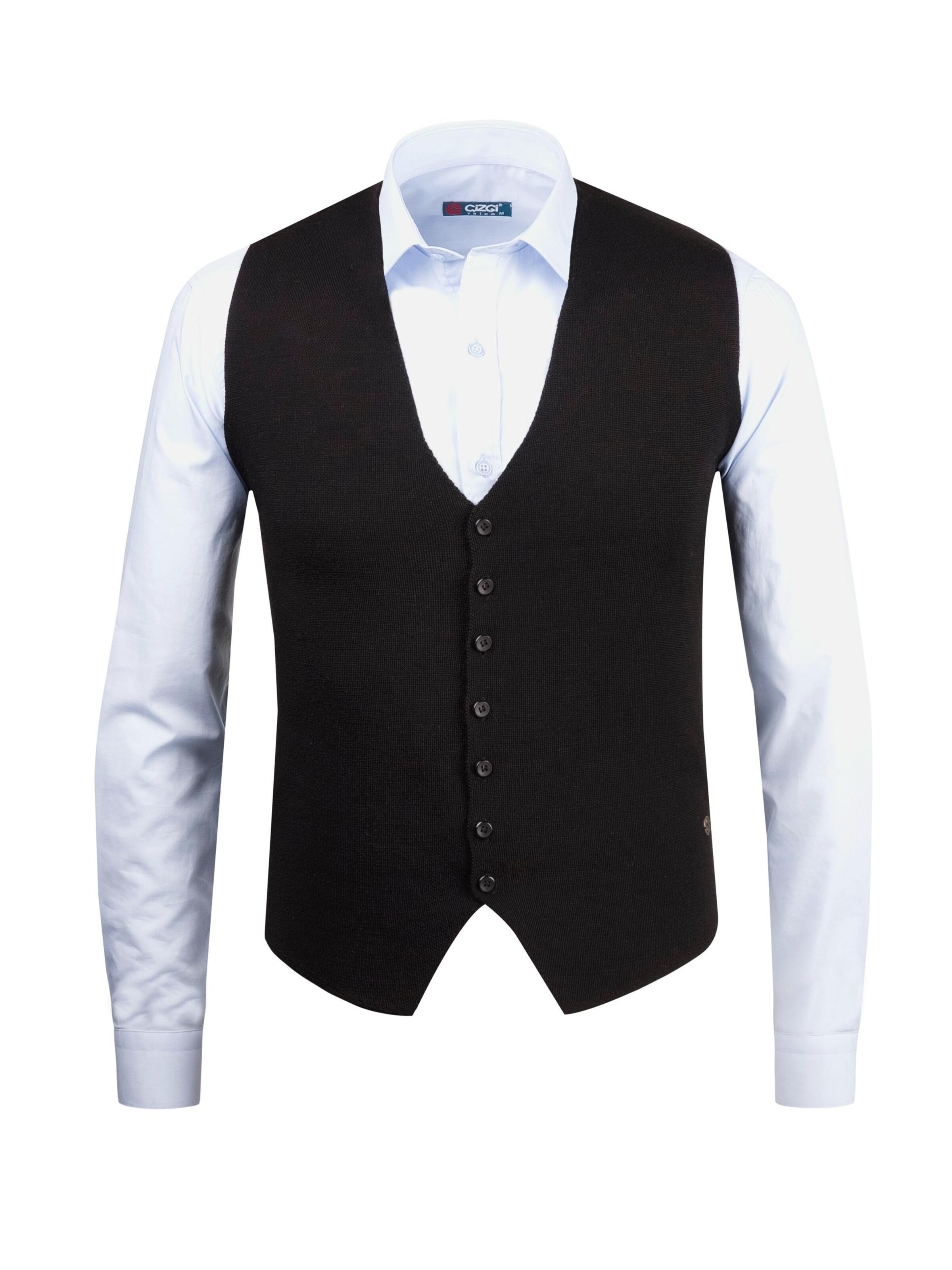 Cizgi Triko Vest in Black: front