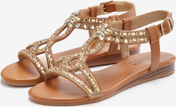 LASCANA Sandalen met riem in Bruin