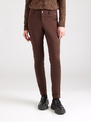 Kaffe Slim fit Chino Pants 'KA Lea Rivet' in Brown: front