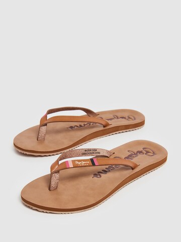 Pepe Jeans T-Bar Sandals ' JAVA PRINT ' in Brown