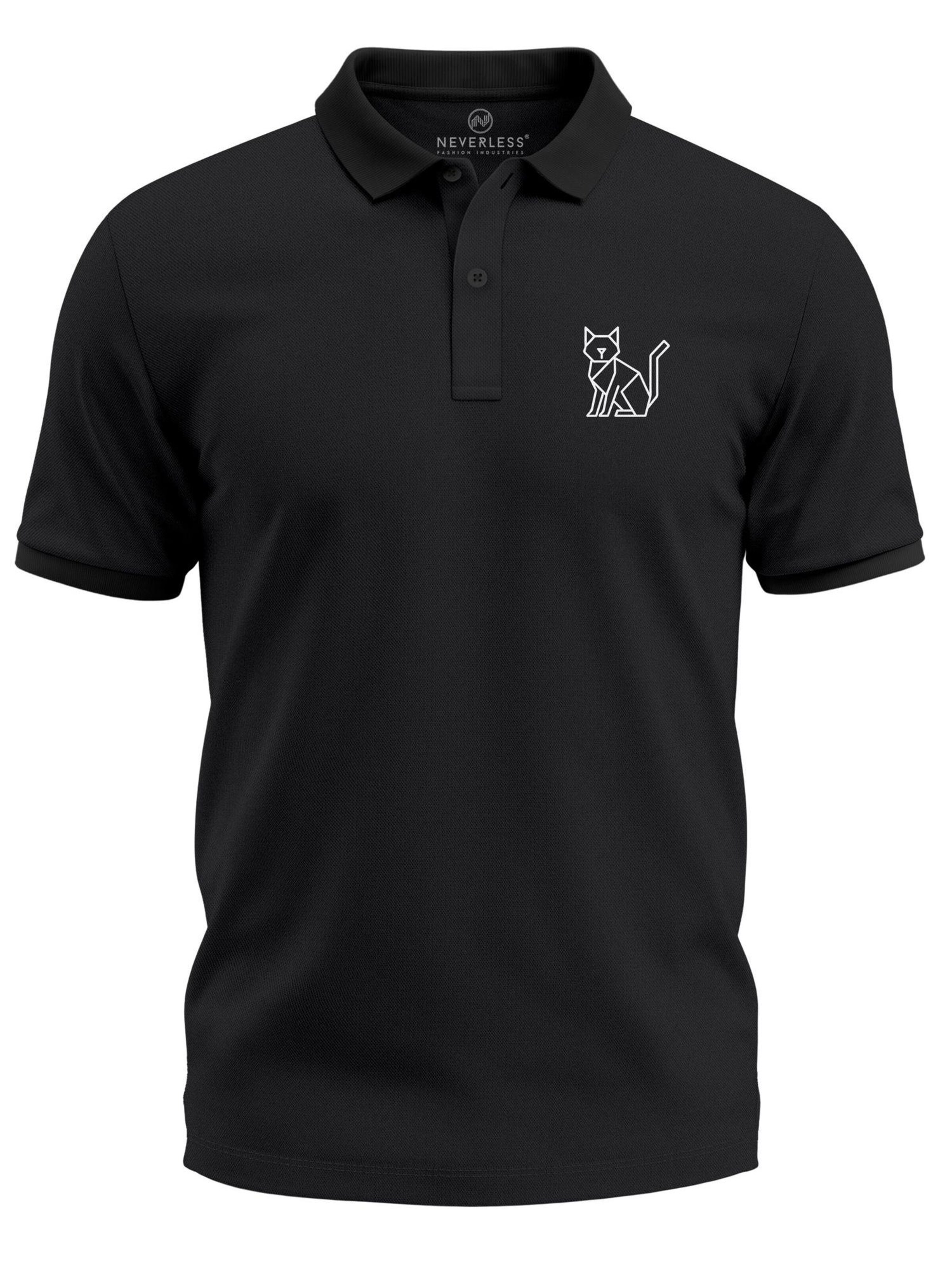 Neverless Shirt 'Cat Polygon' in Black: front