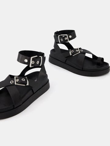 Bershka Strap sandal in Black