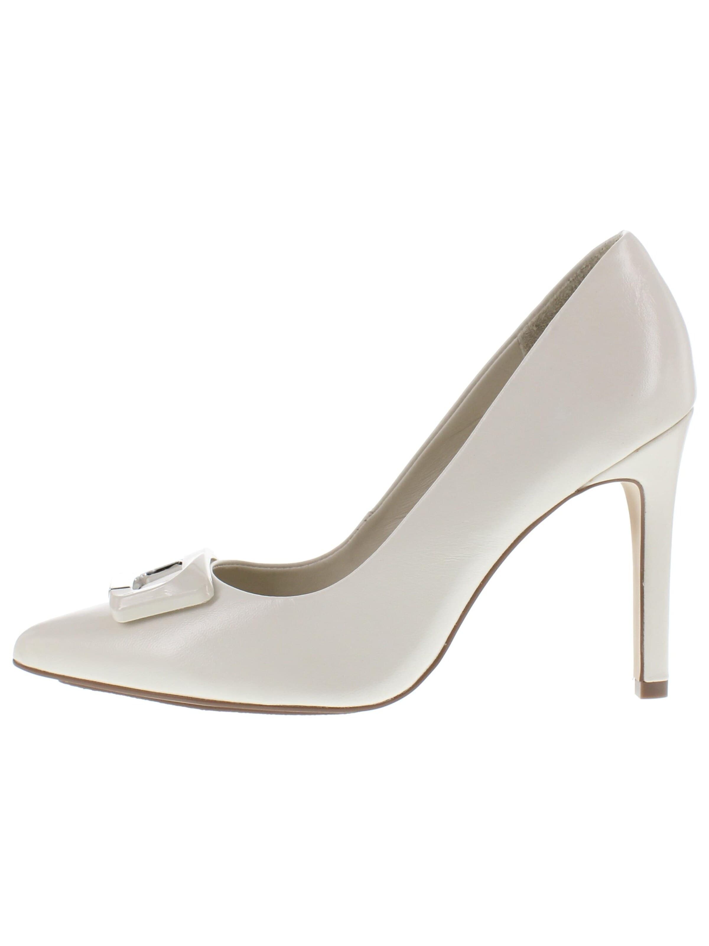 XAVER LUIS Schuhmanufaktur Pumps 'ALMADA - Stiletto Pumps mit Schmuckteil' in Beige: front