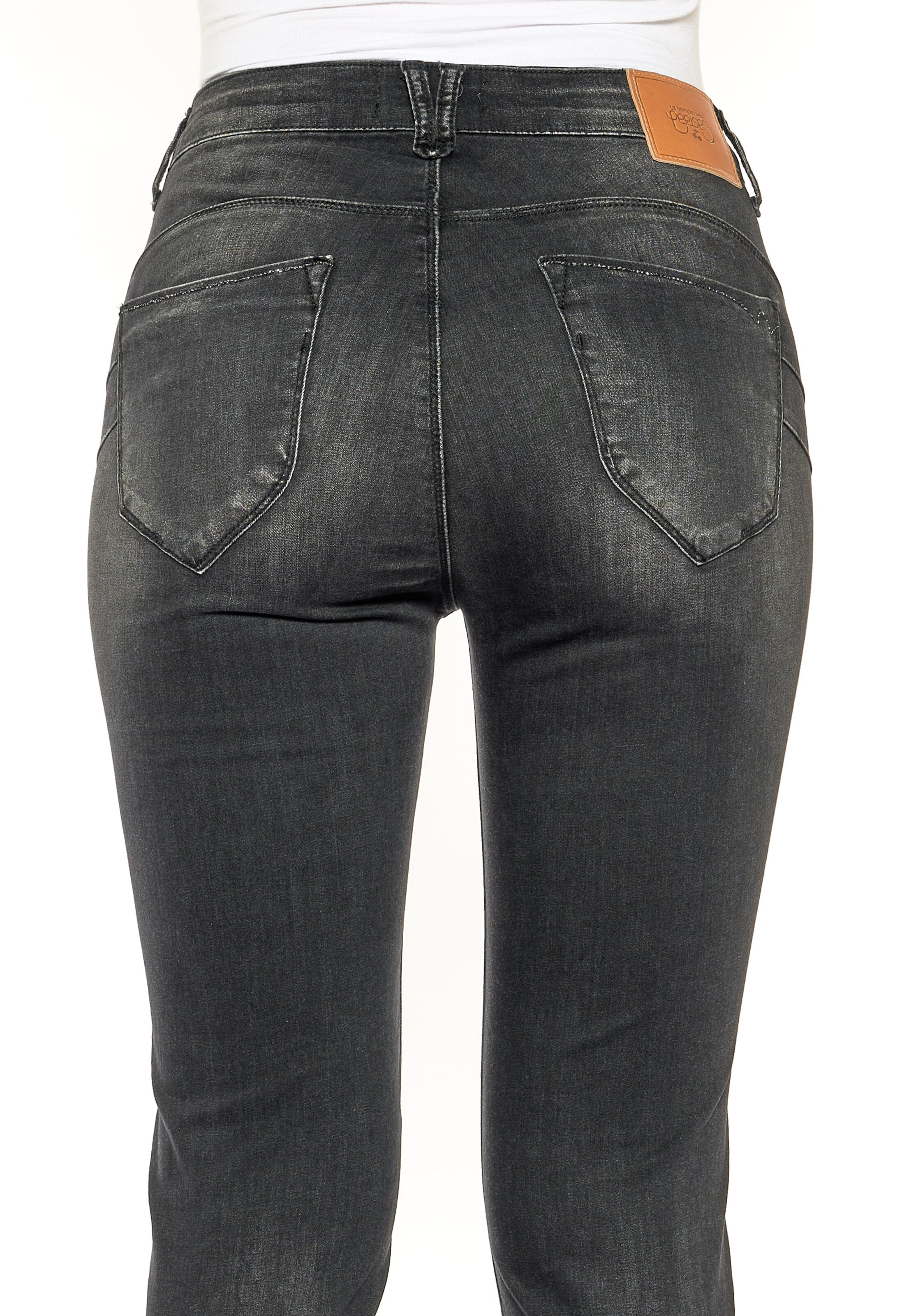 Le Temps Des Cerises Slimfit Jeans 'Pulphigc' in Zwart