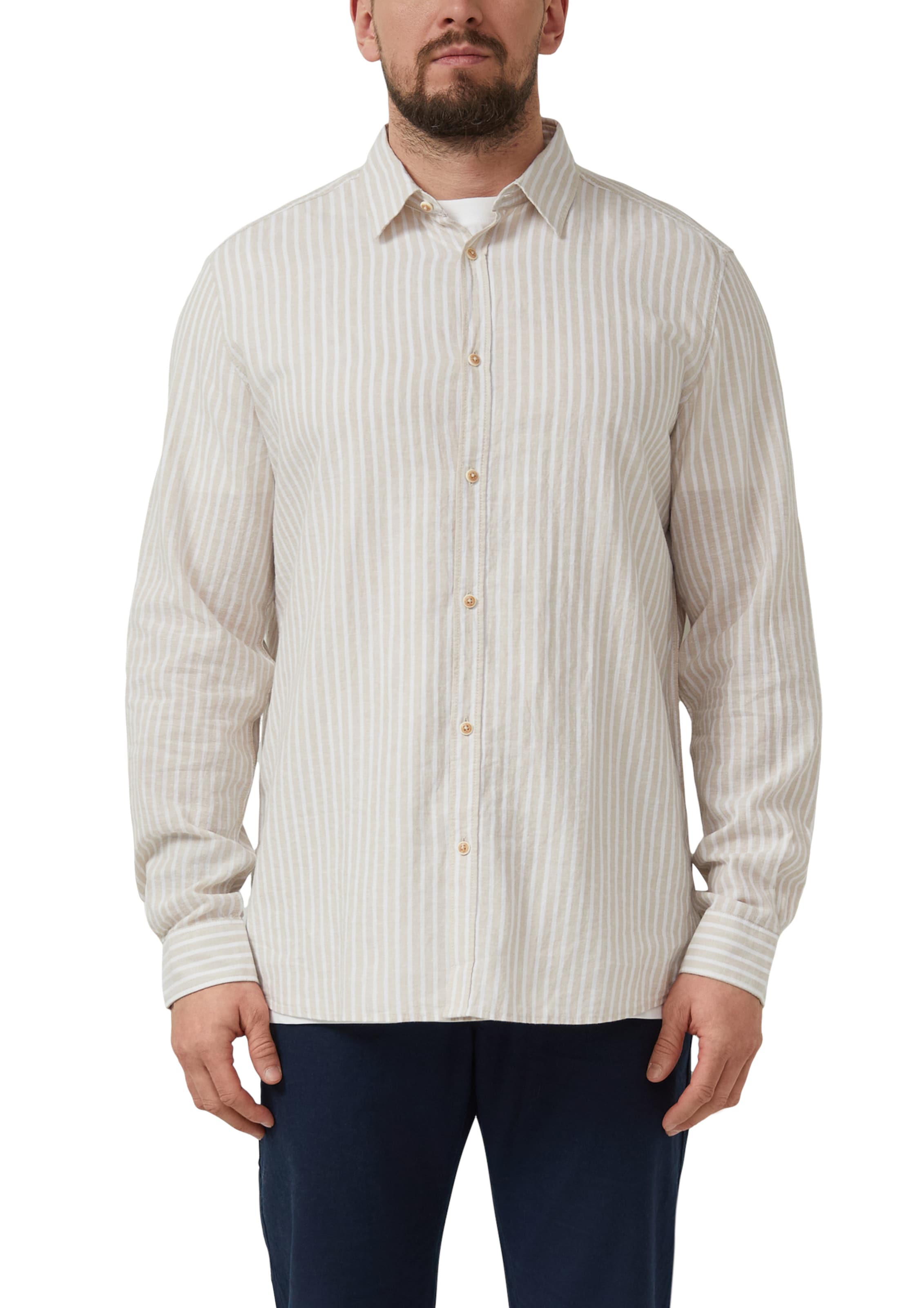 s.Oliver Regular fit Button Up Shirt in Beige