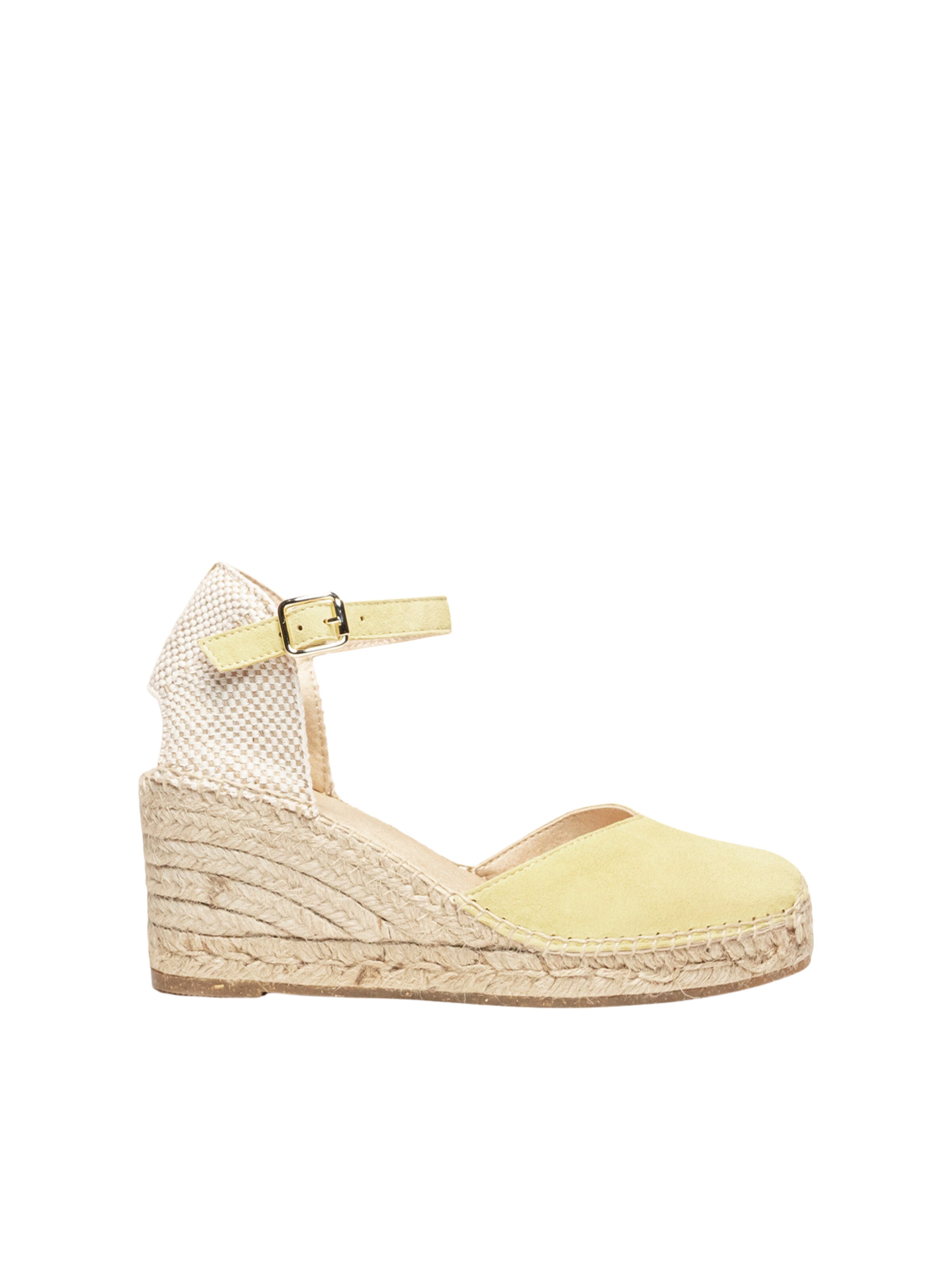 Alhamas - Sandalias con hebilla 'Alpargata Cuña 7 cm' en amarillo: frente