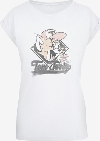 ABSOLUTE CULT Shirt 'Tom and Jerry - Baseball Caps' in Wit: voorkant