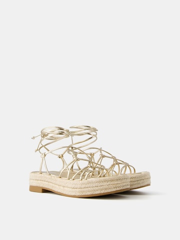 Bershka Strap Sandals in Gold