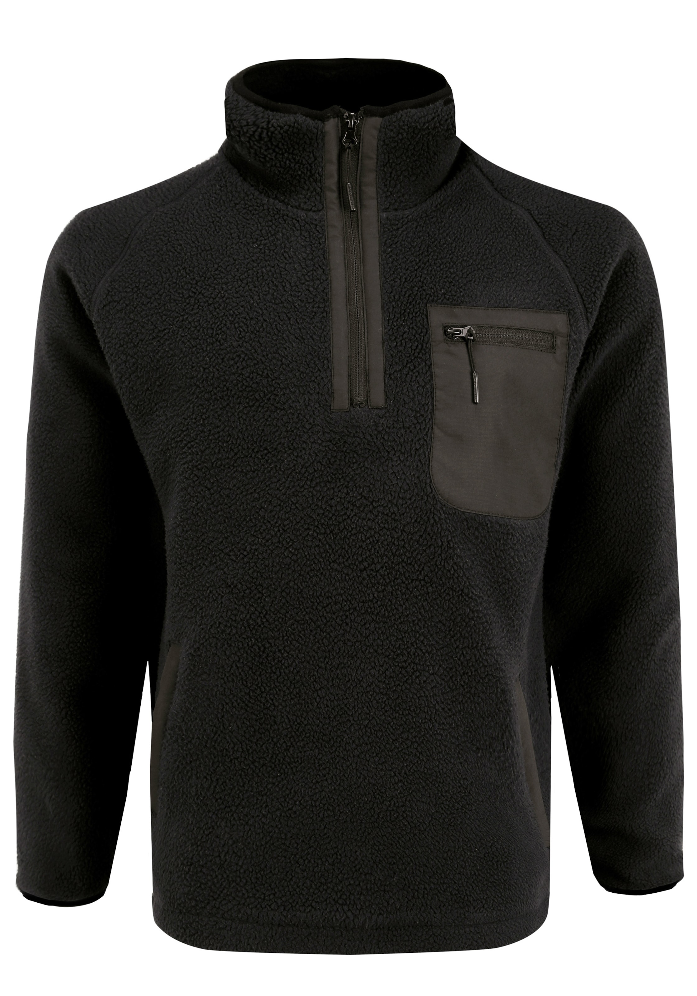 INDICODE JEANS Fleece jacket 'Trout' in Black: front