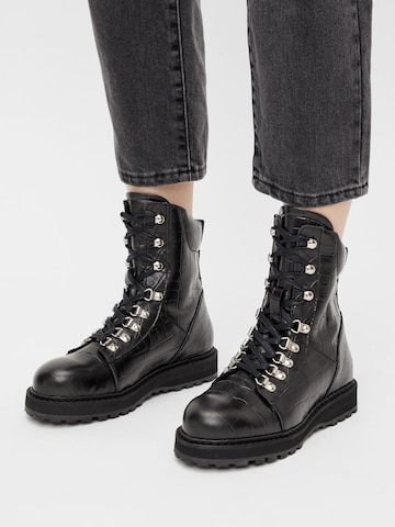 Bianco Lace-Up Boots 'GABY' in Black: front