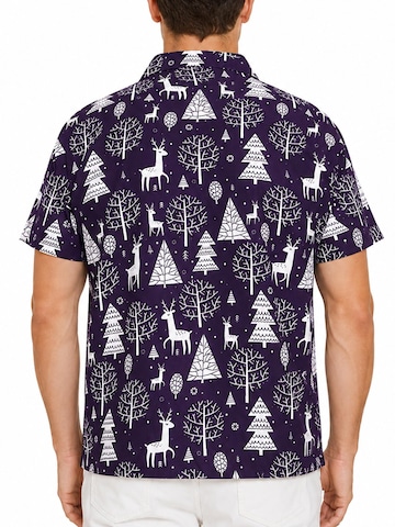 Regular fit Camicia 'Christmas Reindeer Allover' di King Kameha in lilla