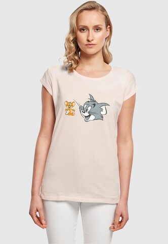 ABSOLUTE CULT Shirt 'Tom And Jerry - Simple Heads' in Roze: voorkant