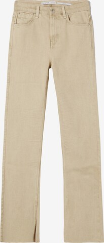 Bershka Flared Trousers in Beige: front