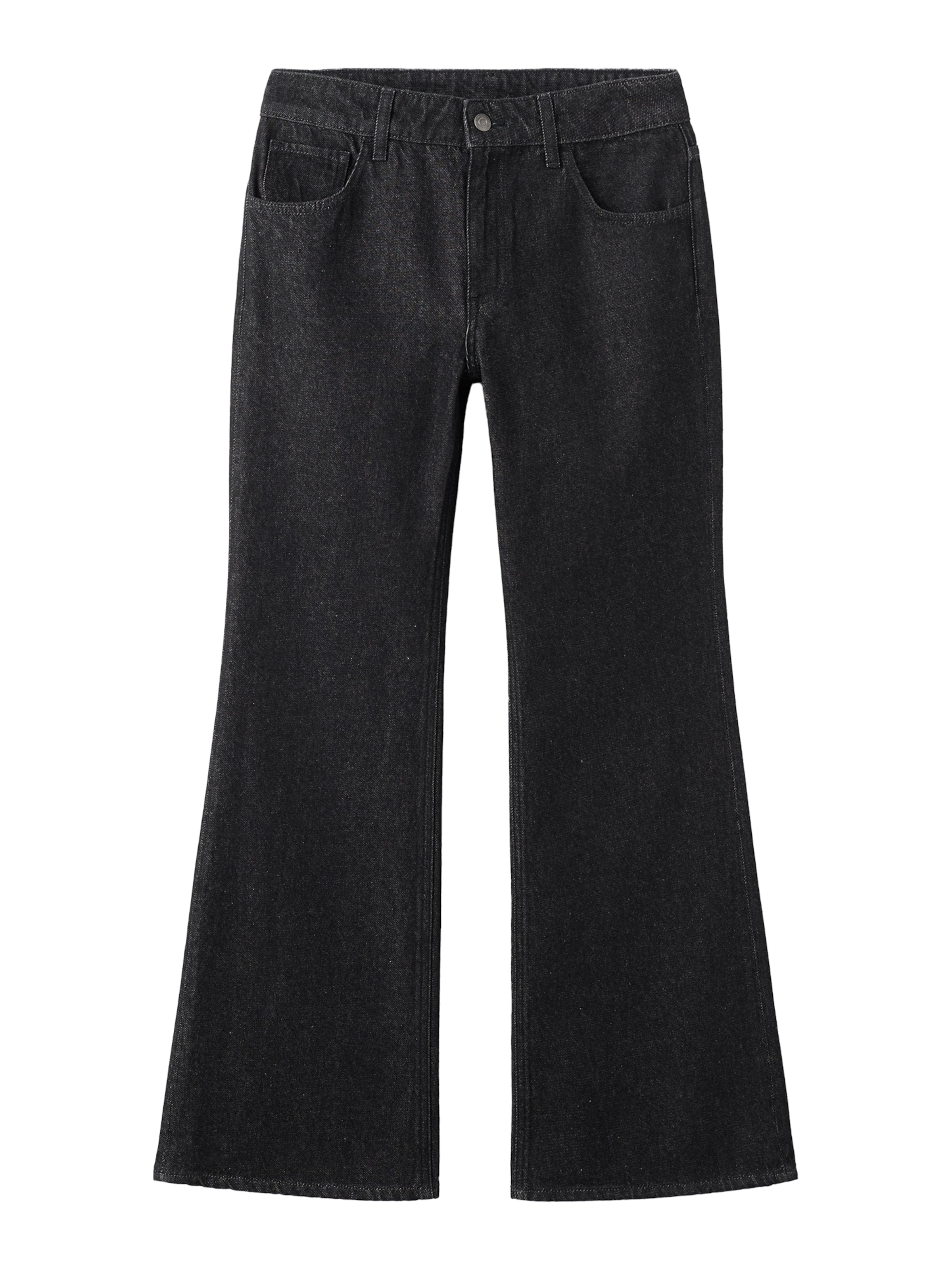 MANGO Široke hlačnice Kavbojke 'Selena' | črna barva: sprednja stran