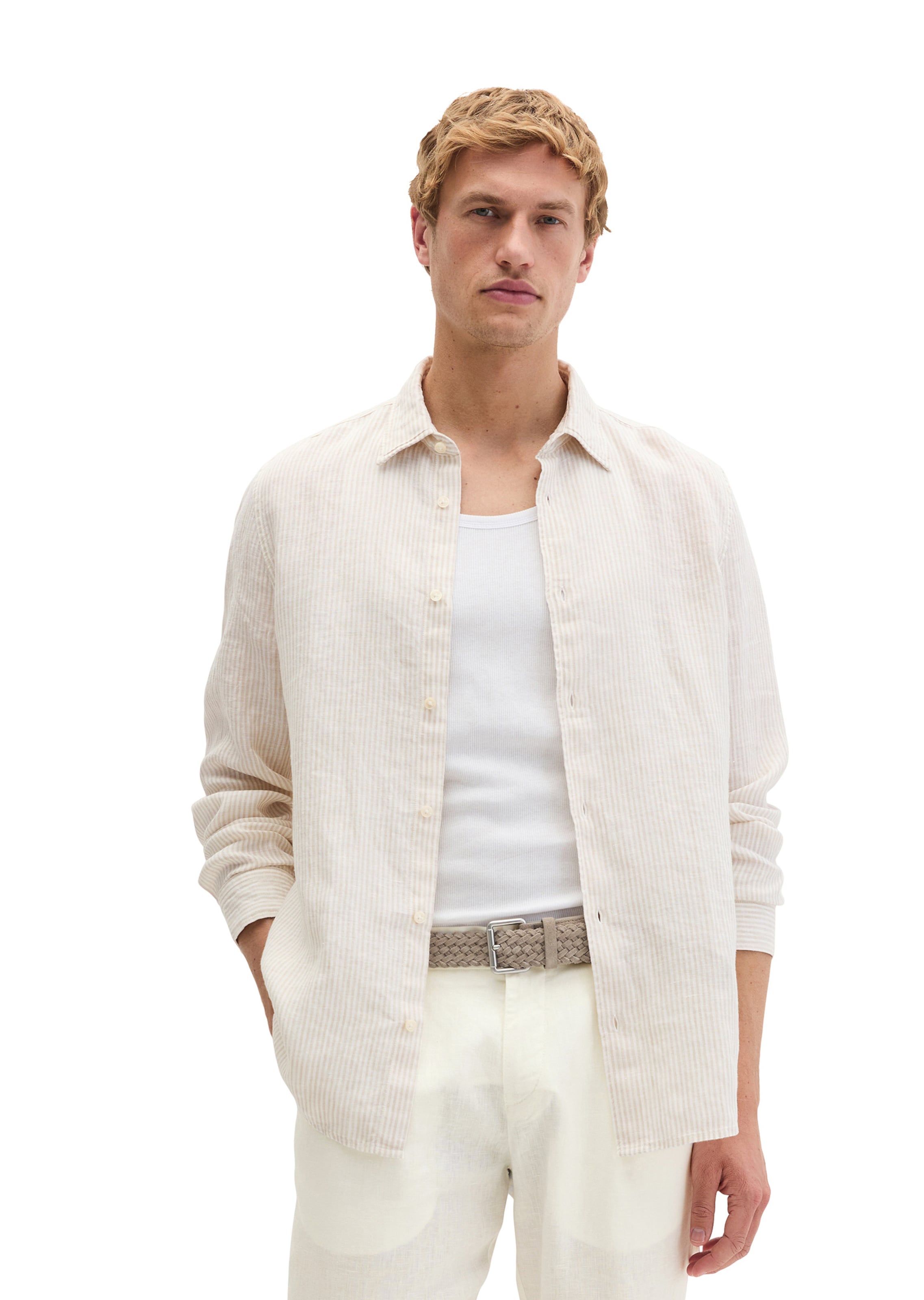 Marc O'Polo Regular fit Button Up Shirt in Brown: front