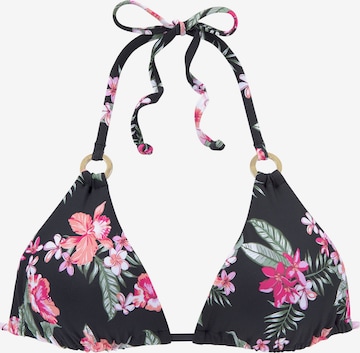 LASCANATrokutasti Bikini gornji dio - crna boja: prednji dio
