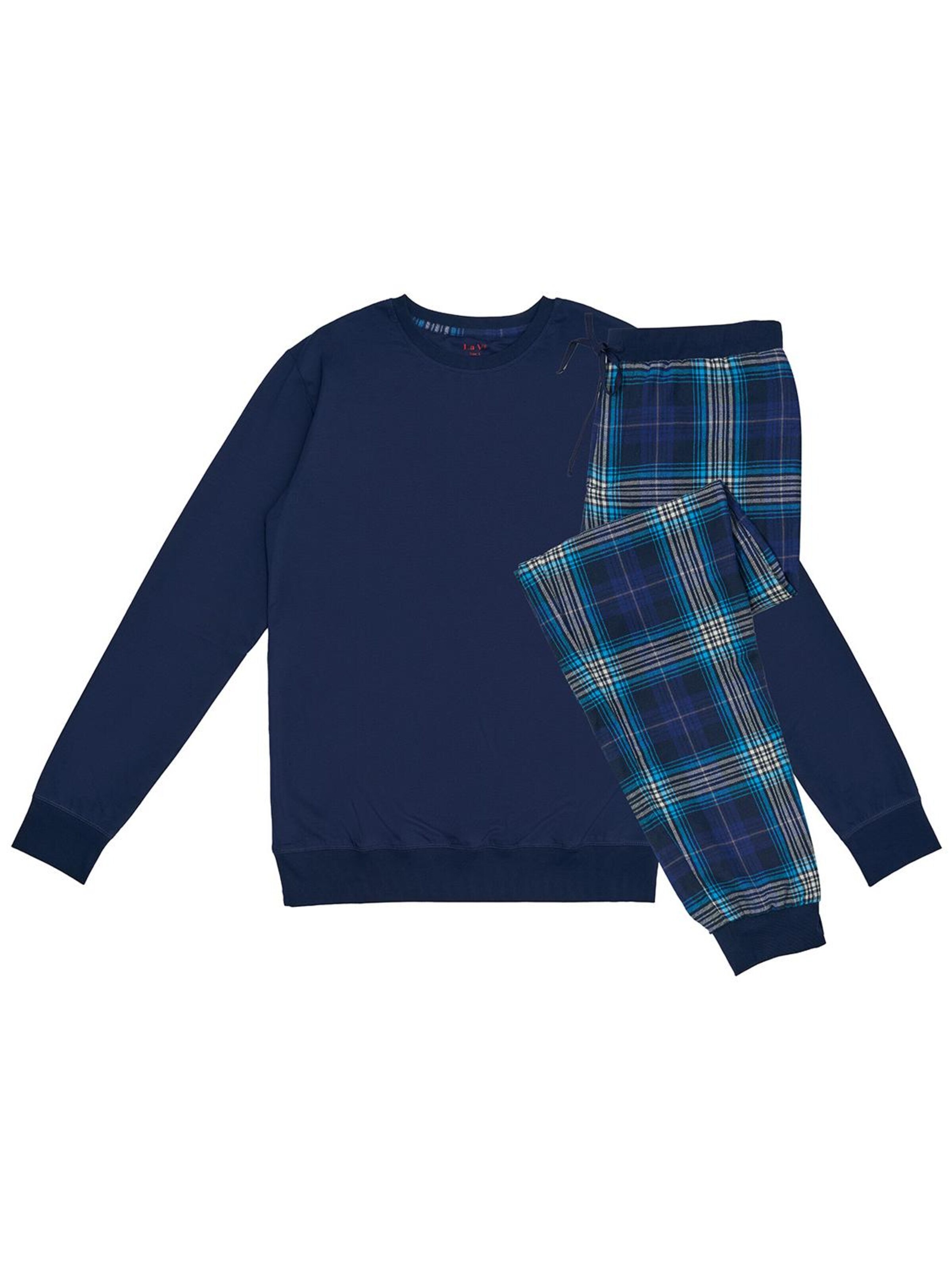 La V Pajamas long 'Basic 2' in Blue