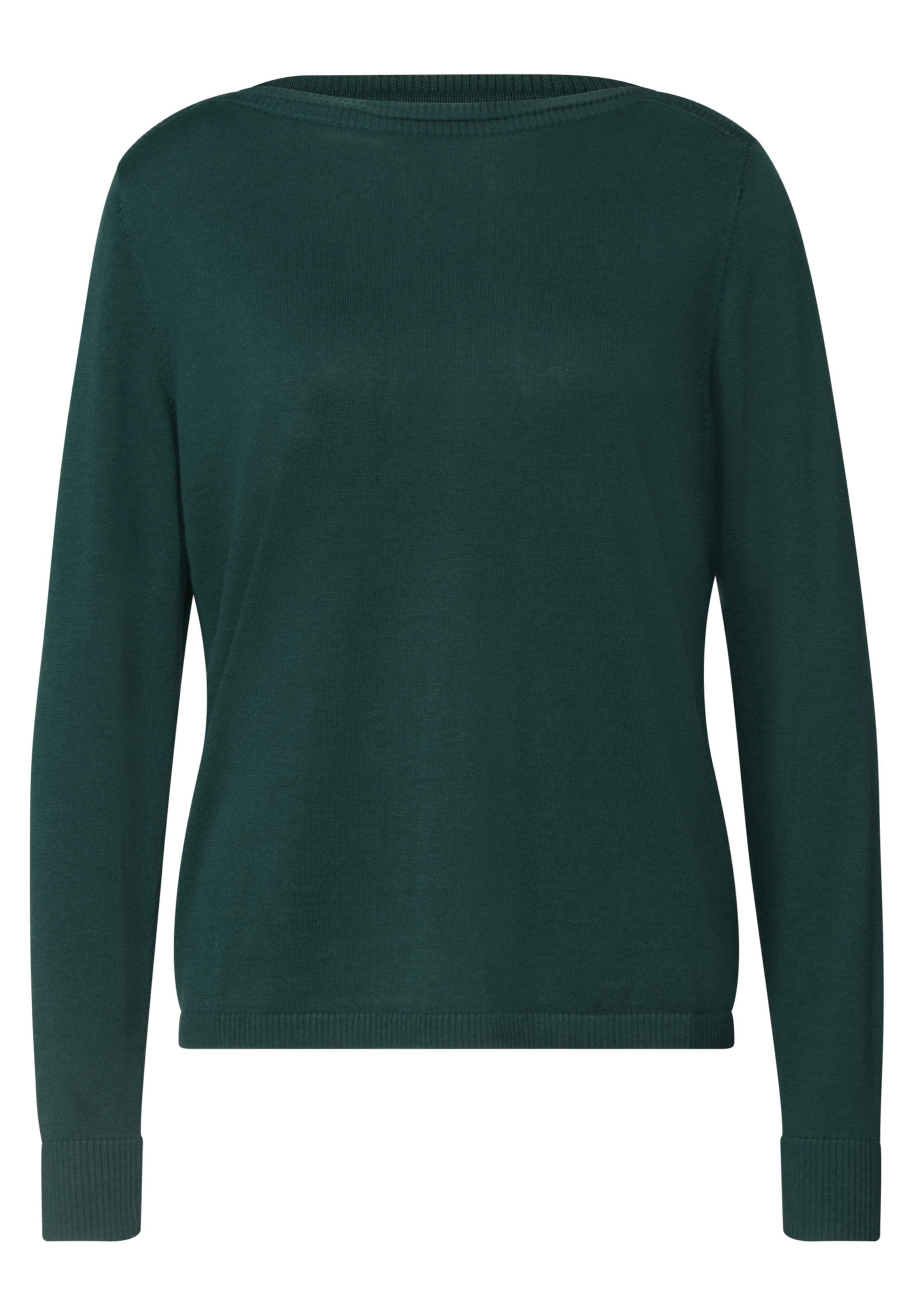 STREET ONE Basic Pullover mit U-Boot-Ausschnitt in Grün: Vorderseite