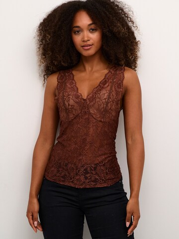 Cream Top in Brown: front