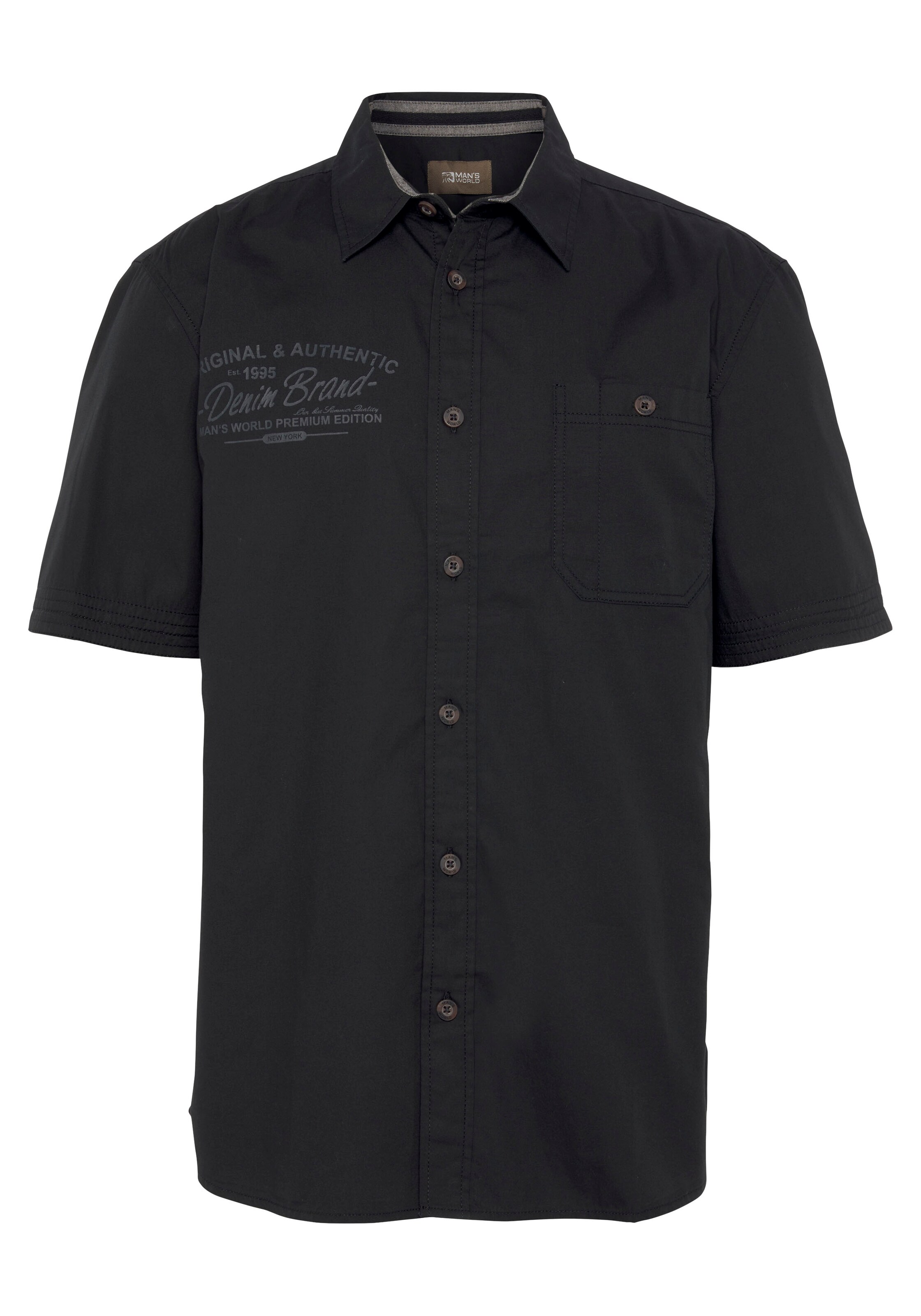 Man's World Regular Fit Hemd in Schwarz: Vorderseite